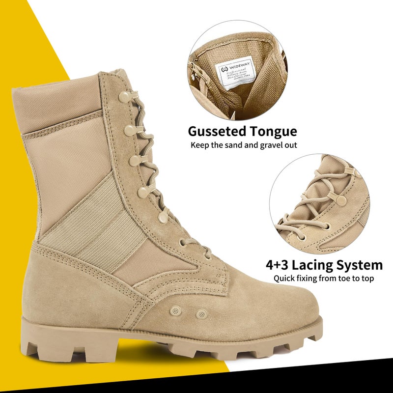 WIDEWAY Men and Women Jungle Boots Tactical Military Combat Boots Leather Army Hunting Combat Work Boots - Image 4